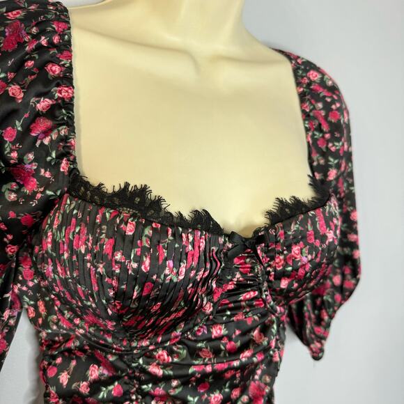 For Love and & Lemons X Victoria's Secret Melrose Black Floral Lace Mini Dress S - Picture 4 of 16